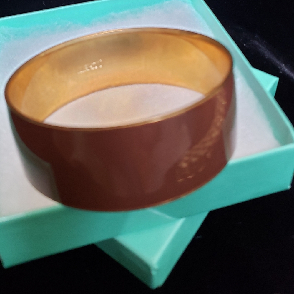 Brown enamel on brass bangle